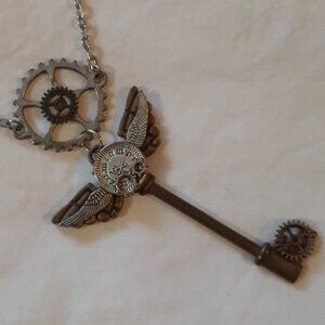 Steampunk Style Flying Key Necklace